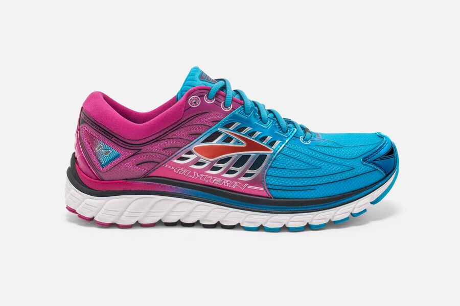 Brooks Damen Glycerin 14 Laufschuhe Blau/Rosa Sale 927-210897